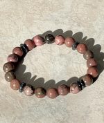 Bracciale in Rodonite ed Ematite – Forza, Protezione e Guarigione del Cuore