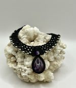 Collana in Macramè Nero con Ametista e Agata Viola – Protezione, Intuizione e Armonia Spirituale - immagine 2