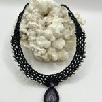 Collana in Macramè Nero con Ametista e Agata Viola – Protezione, Intuizione e Armonia Spirituale