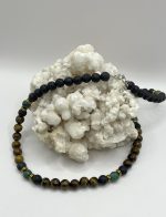 Collana da Uomo con Zoisite, Pietra Lavica e Occhio di Tigre – Energia, Forza e Rinnovamento Interiore