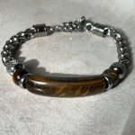 🐅 Bracciale in Acciaio con Occhio di Tigre – Forza e Determinazione