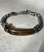 🐅 Bracciale in Acciaio con Occhio di Tigre – Forza e Determinazione