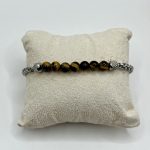 Bracciale Uomo in Acciaio con Sette Pietre di Occhio di Tigre – Forza, Protezione e Determinazione