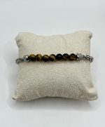 Bracciale Uomo in Acciaio con Sette Pietre di Occhio di Tigre – Forza, Protezione e Determinazione