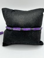 Bracciale Macramè Regolabile con Agata Viola e Matite – Armonia, Protezione e Stile Artigianale💜