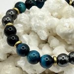 Bracciale Tripla Protezione – Ossidiana, Occhio di Gatto ed Ematite | Forza, Equilibrio e Difesa Energetica