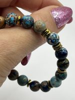 Bracciale con Giada Imperiale Blu e Ematite Dorata – Armonia ed Eleganza Protettiva
