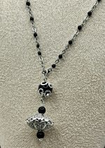 Collana in Acciaio con Filigrana Sarda e Su Coccu con Ossidiana – Protezione ed Eleganza Artigianale - immagine 2