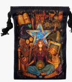 Porta-Tarocchi in Velluto Ricamato Luna & Stelle – Custodia Magica e Organizer Esoterico - immagine 2