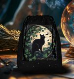 Porta-Tarocchi Gatto Nero Celeste – Sole, Fasi Lunari e Costellazioni (17,5 × 14 cm) - immagine 2
