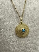 🌀 Collana in Filigrana Sarda Dorata con Pietra di Pasta di Turchese - immagine 3