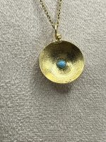 🌀 Collana in Filigrana Sarda Dorata con Pietra di Pasta di Turchese - immagine 4