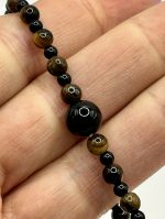 🧿 Bracciale Tripla Protezione – Tormalina, Occhio di Tigre e Ossidiana