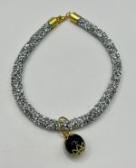 Collarino Argento Brillante con Ciondolo in Ossidiana – 25 cm | Eleganza, Luce & Protezione - immagine 2